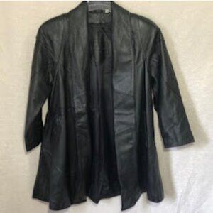 Preston&York 1X long leather vintage jacket shawl collar